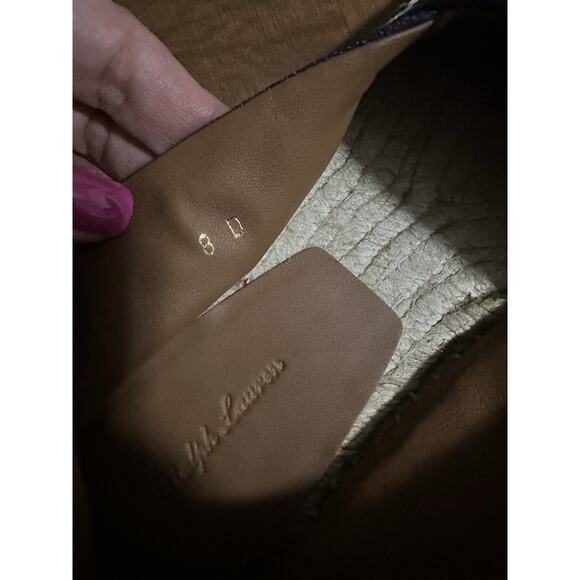 Ralph Lauren Bowsworth Lace Linen Logo Almond Toe Slip On Men's 8 Women’s 10.5 - Picture 8 of 16